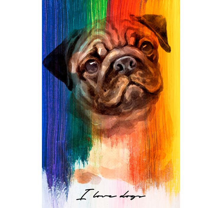 Living room blind rainbow pug design - TenStickers