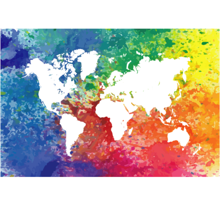 Living room blind with artistic colorful world map - TenStickers