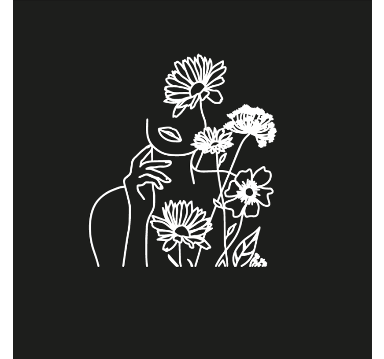 Living room blind woman and sunflowers minimalist design - TenStickers
