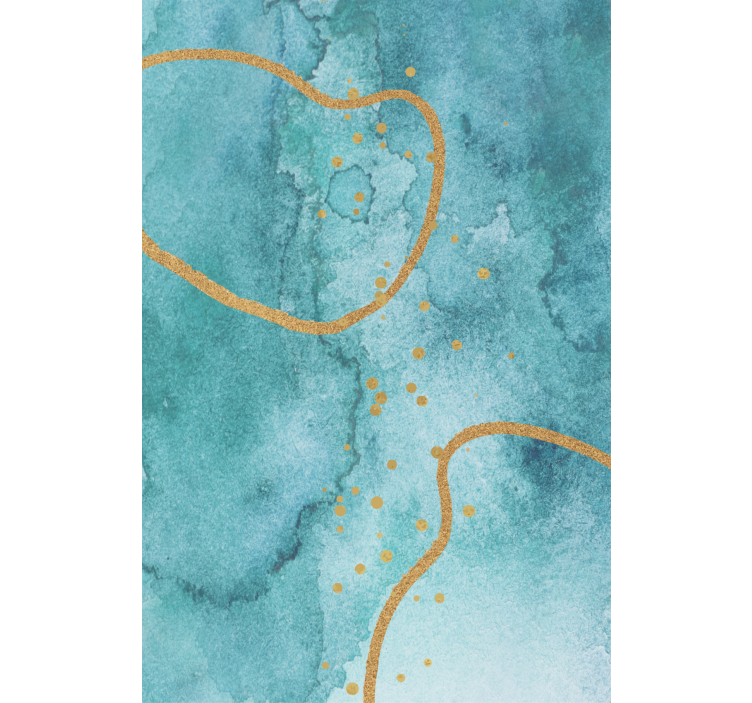 Abstract aquamarine with gold living room blind - TenStickers