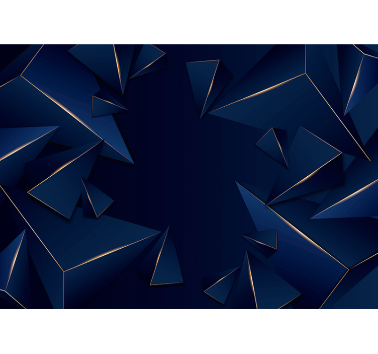 Black roller blind with blue and gold geometric pattern - TenStickers