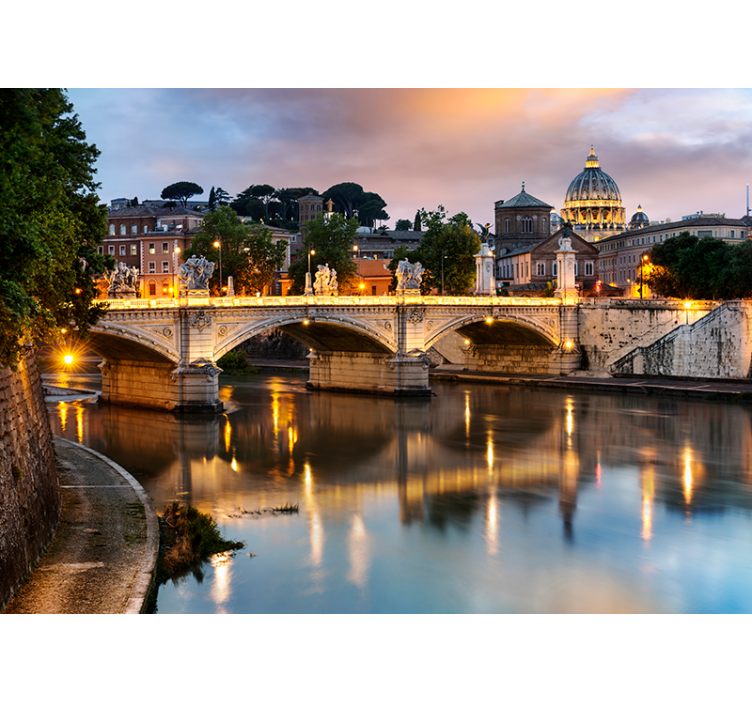 Living room blind view of rome from the tiber photomural - TenStickers
