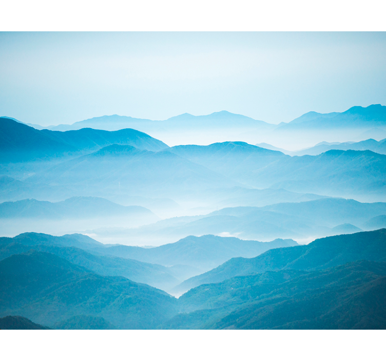 Living room blind fog bank mountain mural - TenStickers