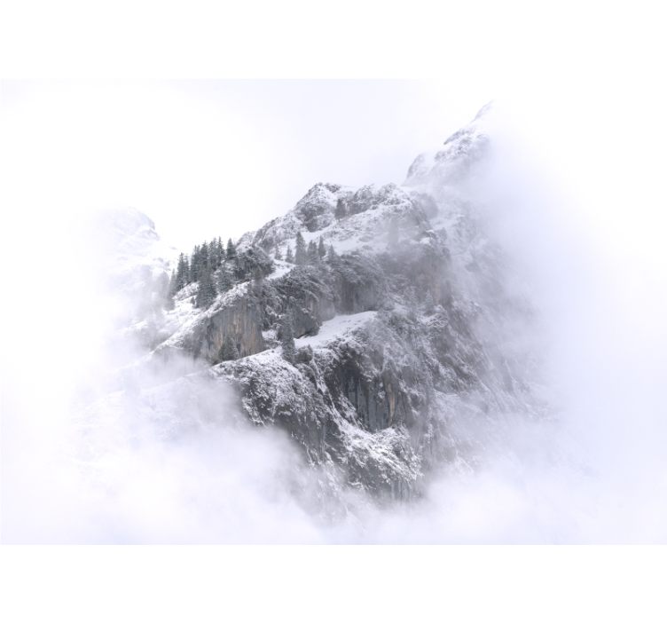 Living room blind snowy mountain landscape with clouds - TenStickers