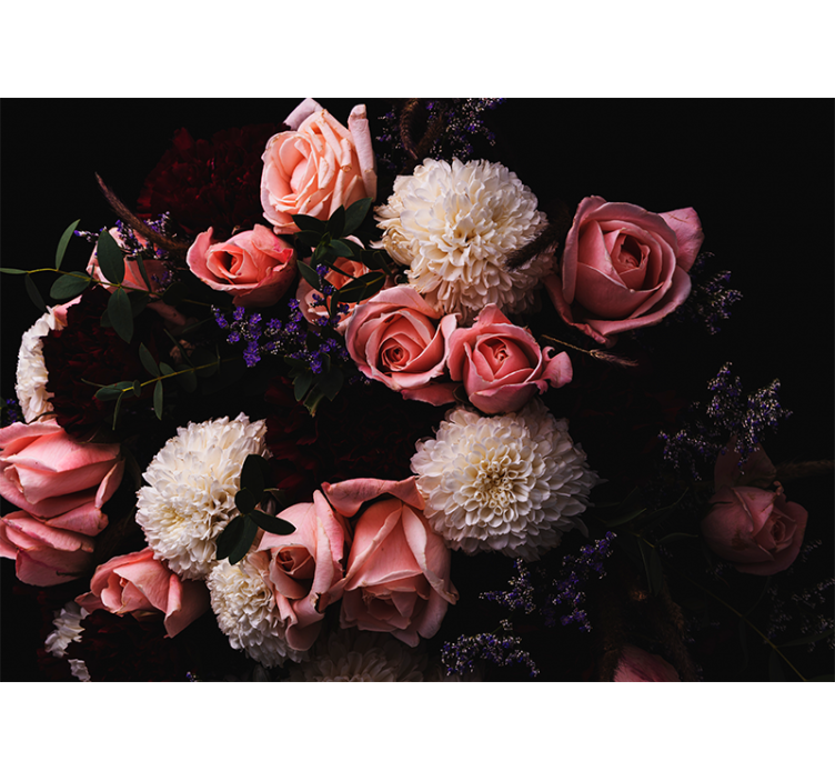 Living room blind luxurious bouquet of pink roses - TenStickers