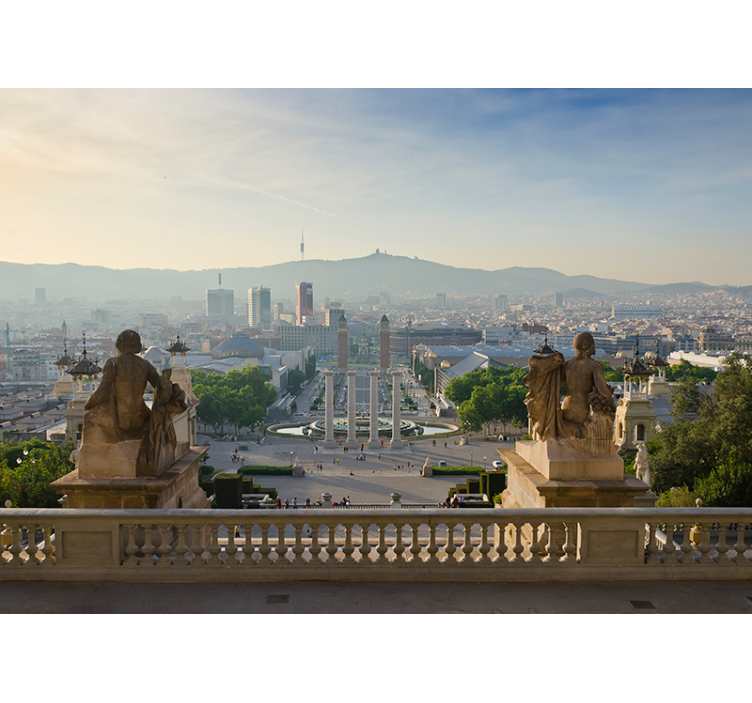 Living room blind barcelona montjuic fountain mural - TenStickers