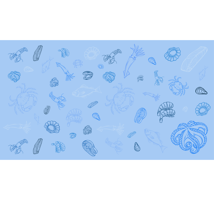 Blind blue ocean life pattern - TenStickers