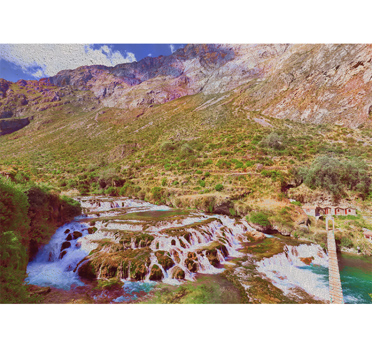Living room blind huancaya waterfalls design - TenStickers