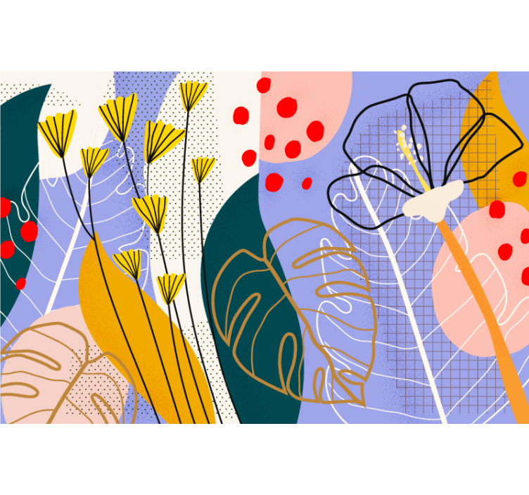 Living room blind abstract of colorful flowers - TenStickers