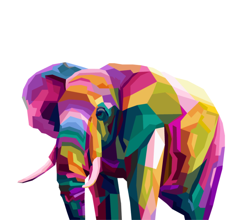Living room blind with multicolor realistic elephant - TenStickers
