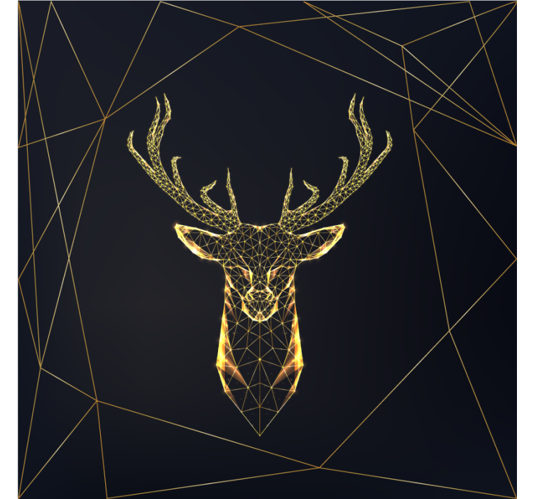 Living room blind geometric stag in gold - TenStickers
