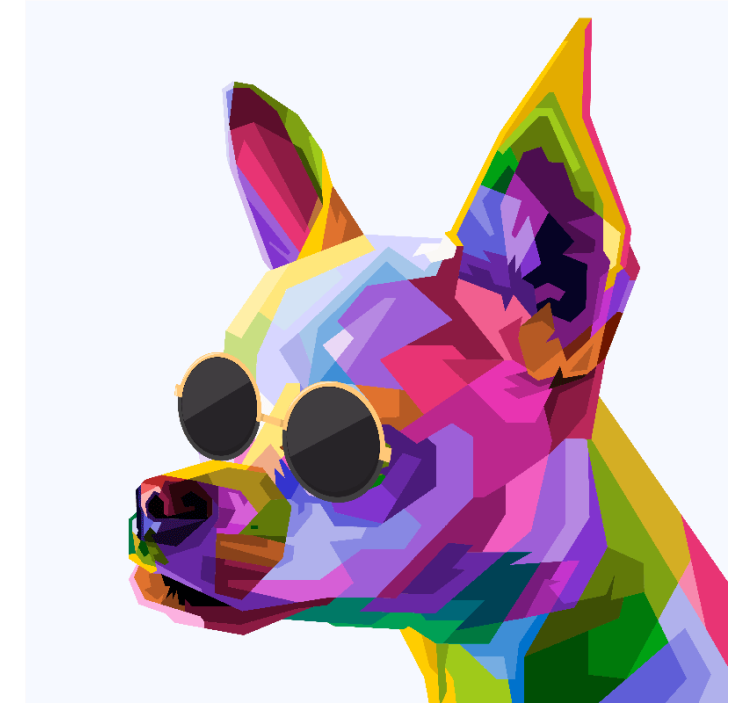 Living room blind multicolored chihuahua with glasses - TenStickers
