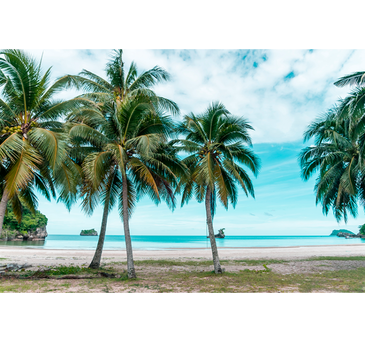 Living room blind with beach palms and sand design - TenStickers