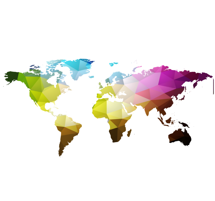 Living room blind triangle world map design - TenStickers