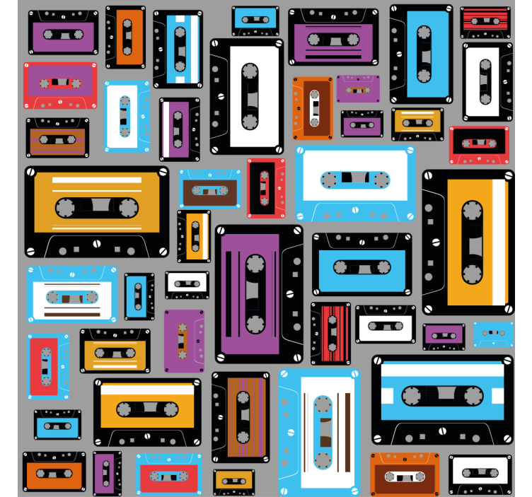 Living room blind with retro 80s cassette tape pattern - TenStickers