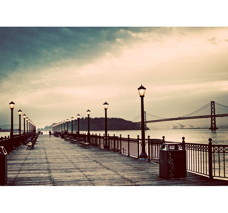 Living room blind bridge with street lights - TenStickers