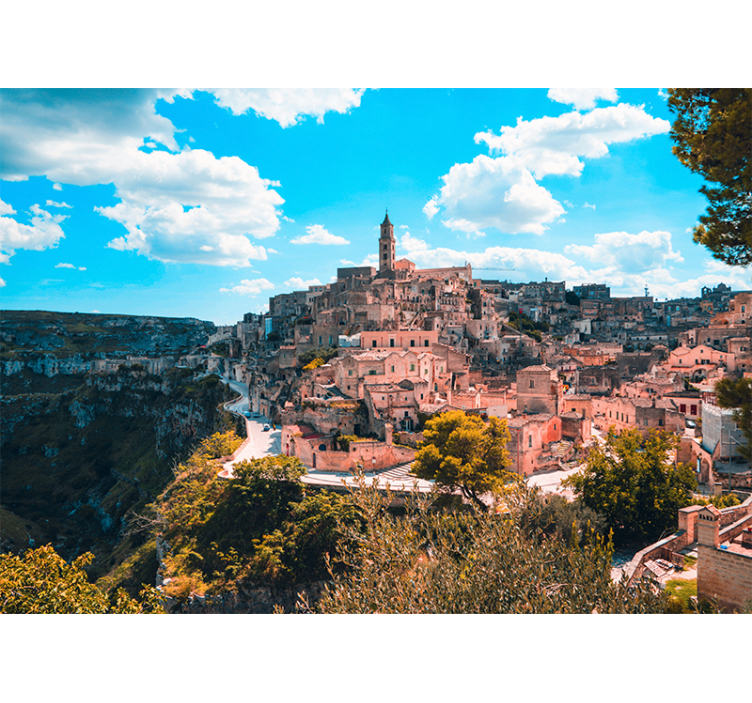 Living room blind matera cityscape design - TenStickers