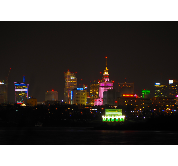 Living room blind warsaw at night - TenStickers