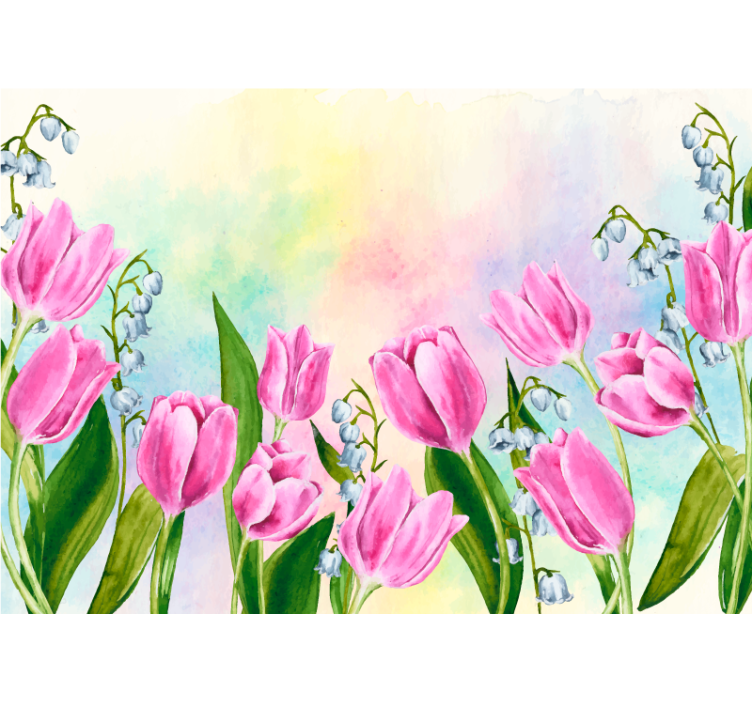 Living room blind with clusters of tulips - TenStickers