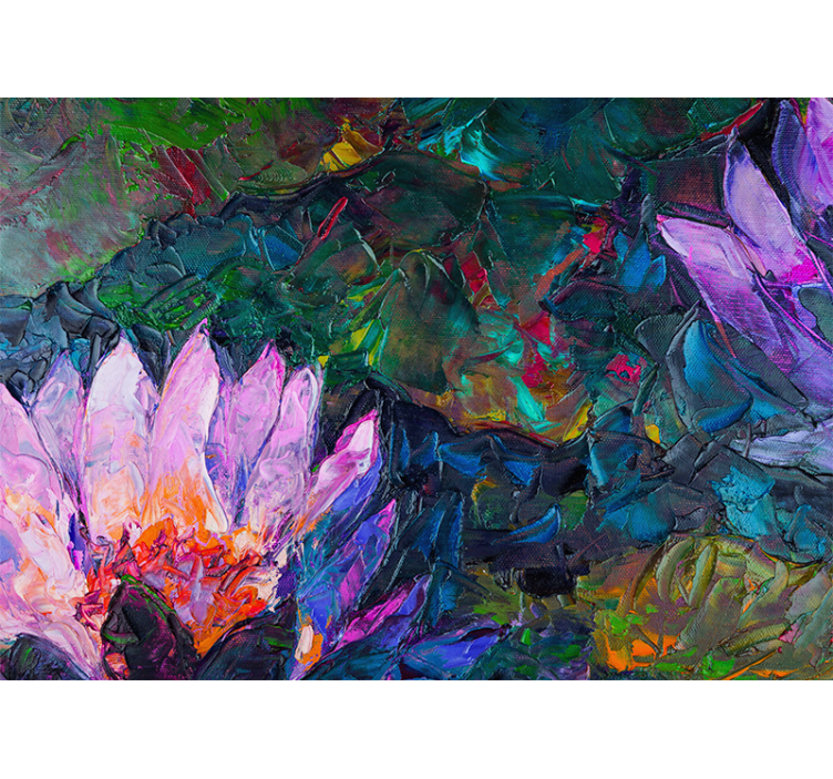 Living room blind with lotus oil painting design - TenStickers