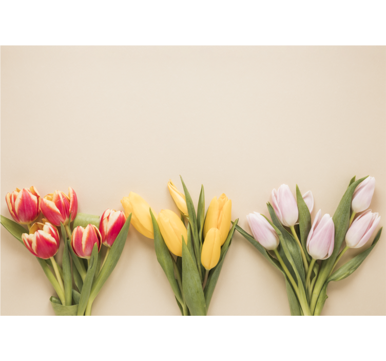 Living room blind in three different colors of flowers - TenStickers