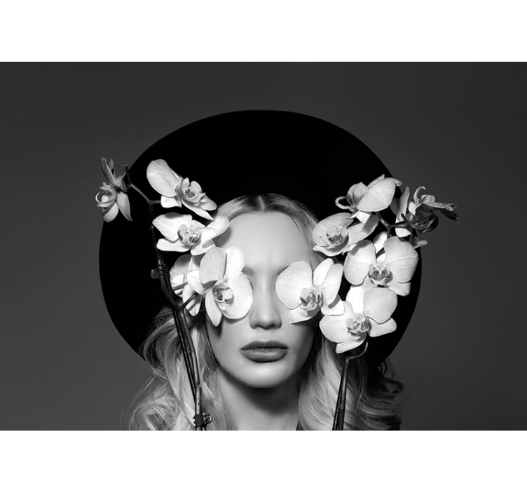 Living room blind woman with flower hat - TenStickers
