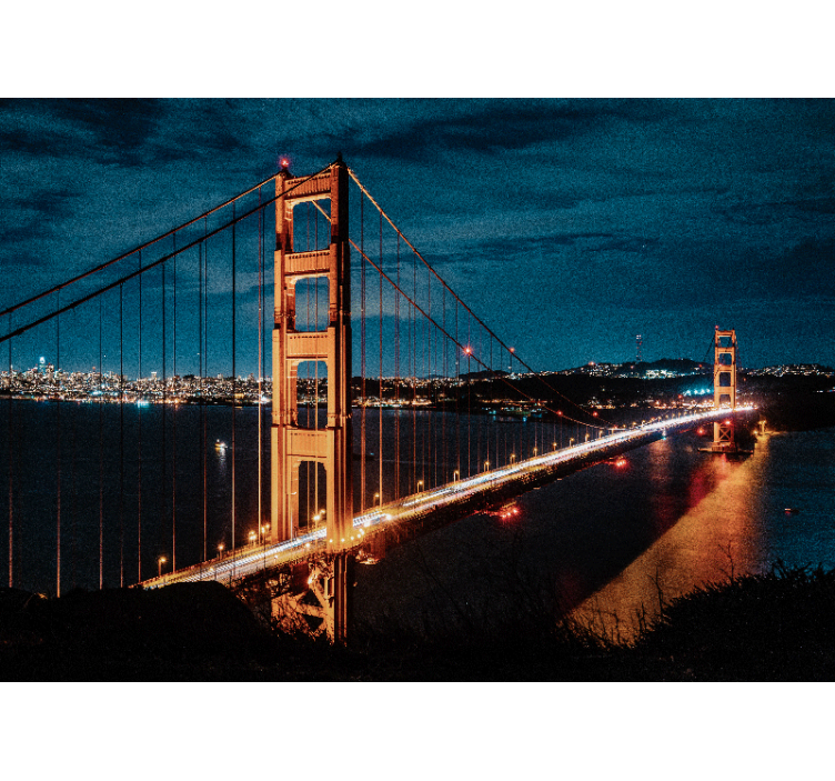 Living room blind golden gate evening - TenStickers