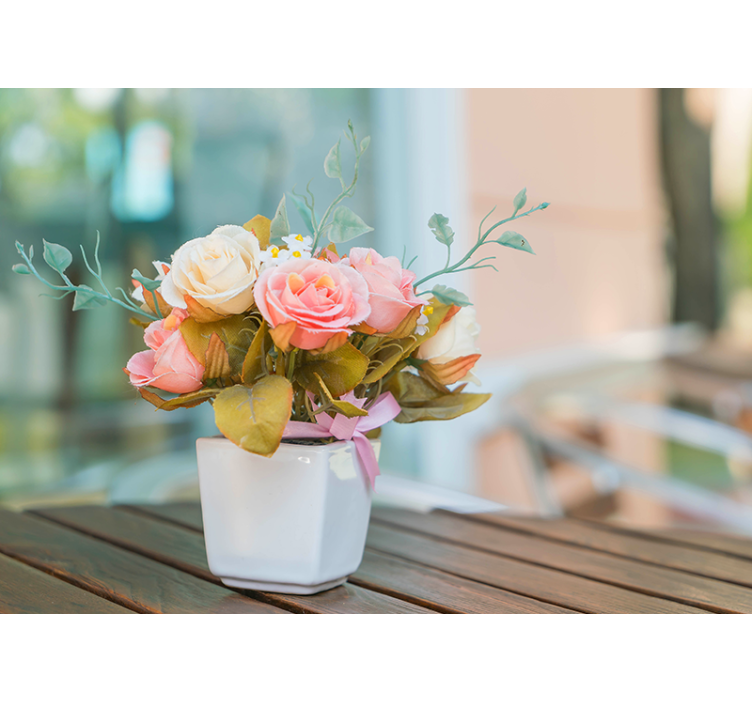 Living room blind roses on table - TenStickers