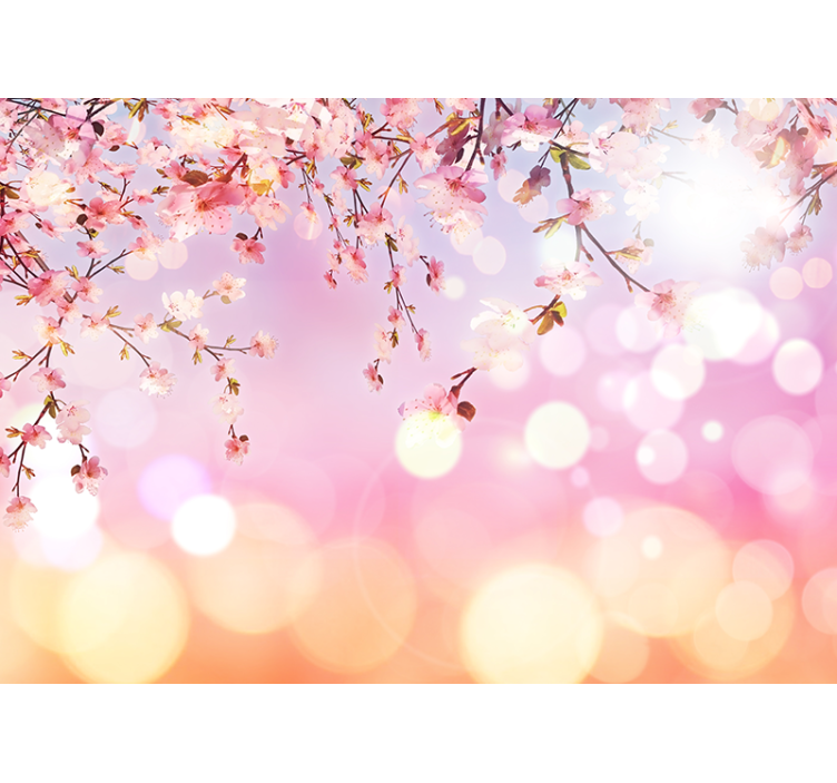 Living room blind cherry blossom 3d - TenStickers