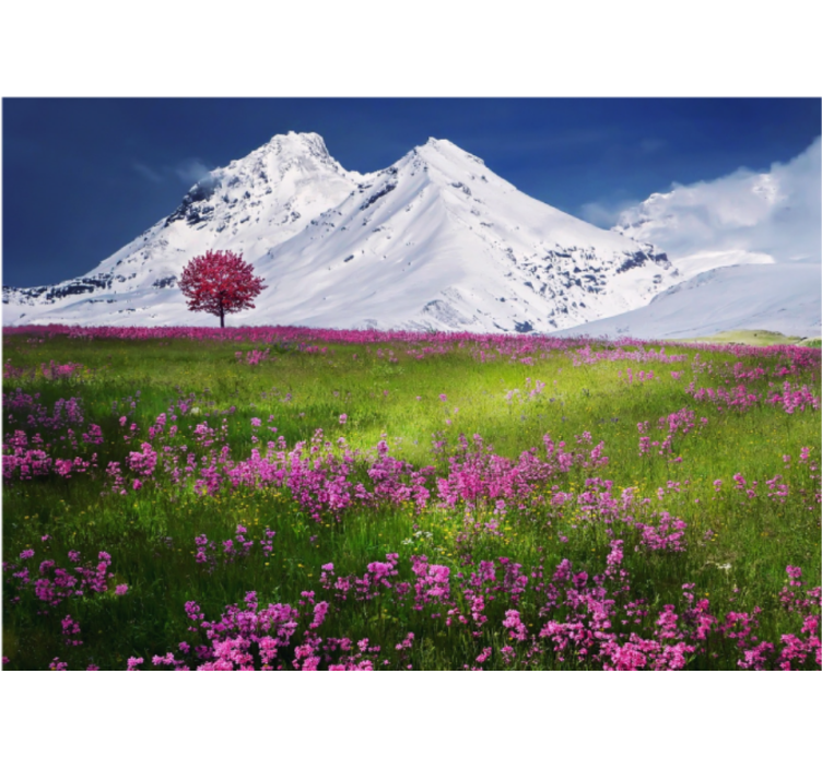 Living room blind mountain flower landscape - TenStickers