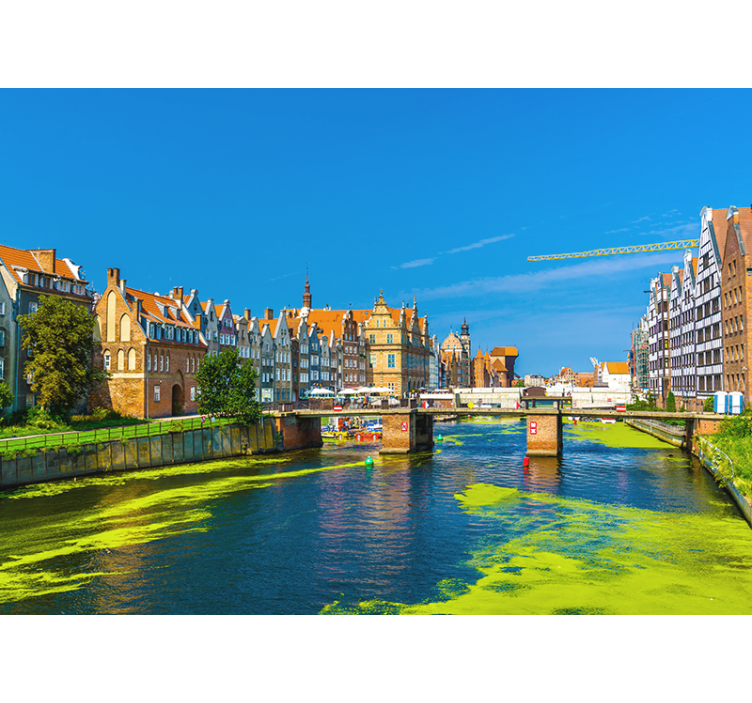 Living room blind with a view of gdańsk centre - TenStickers