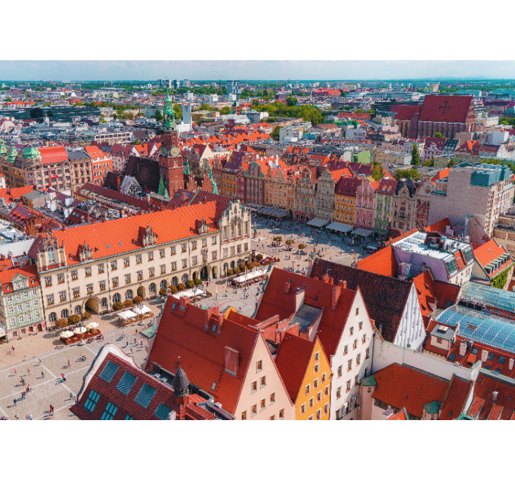Living room blind wrocław skyline view - TenStickers
