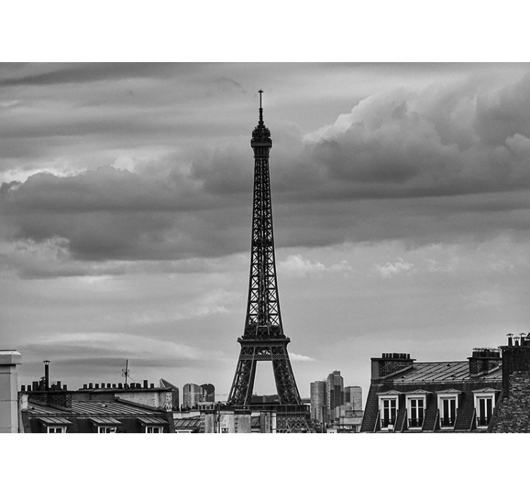 Living room blind eiffel tower black and white - TenStickers