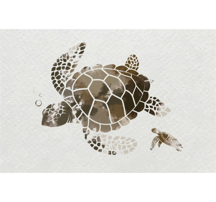 Living room blind brown watercolor turtle - TenStickers