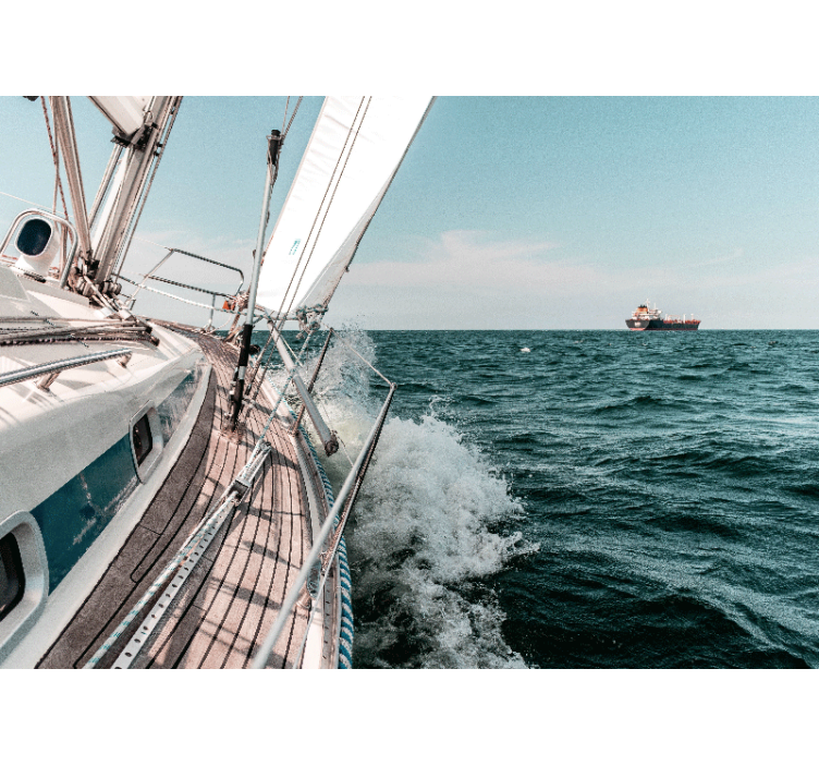 Living room blind sea yacht 3d effect - TenStickers