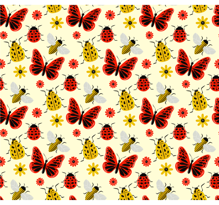 Living room blind with colorful minimalistic bugs pattern - TenStickers
