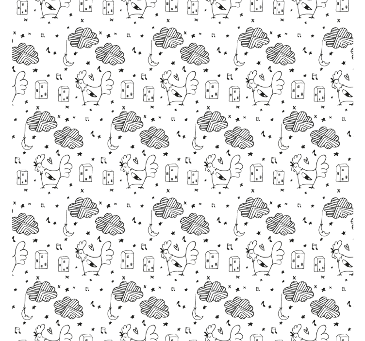 Living room blind black and white chicken design - TenStickers