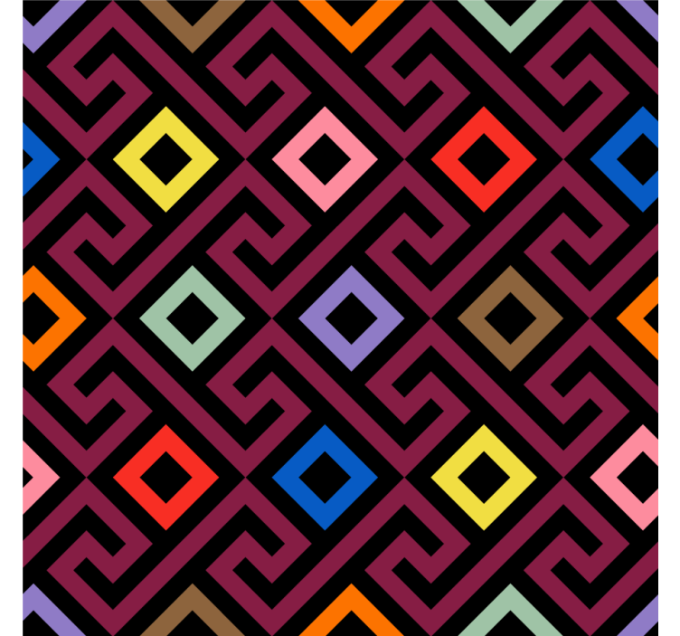 Living room blind colorful geometric maze design - TenStickers