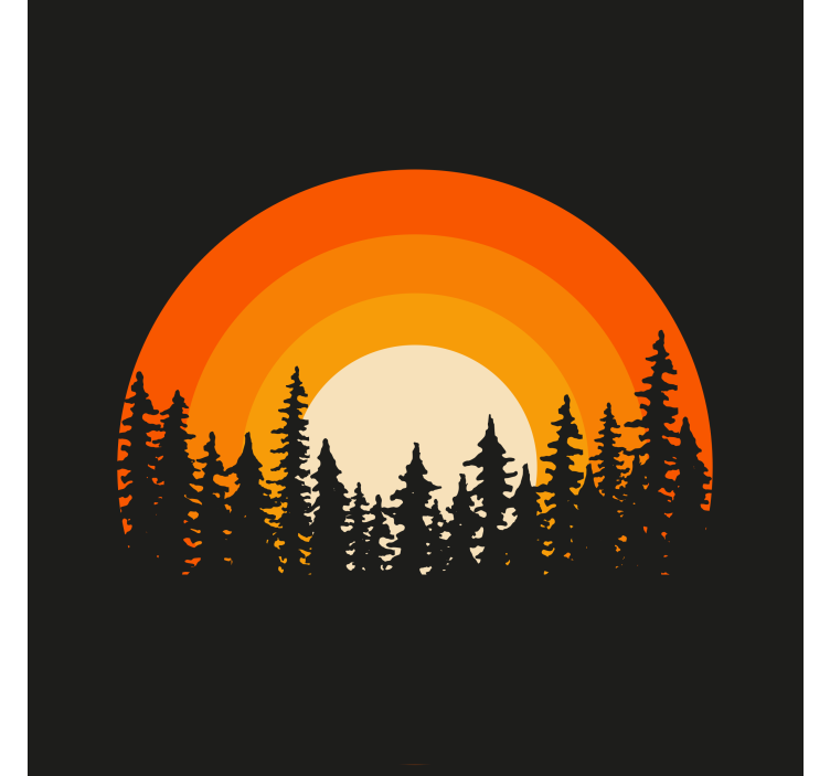 Living room blind dark forest sunrise - TenStickers