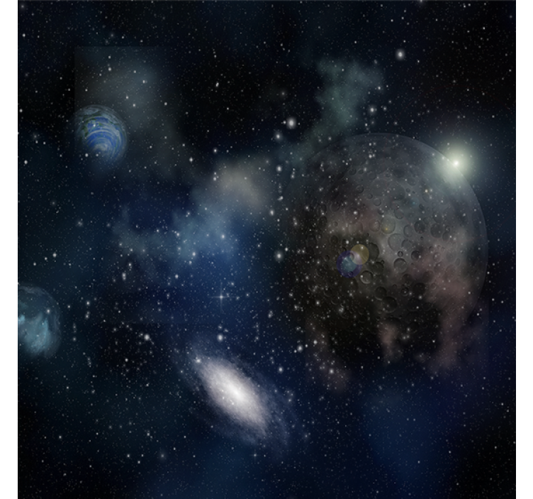 Living room blind with a beautiful view of space - TenStickers