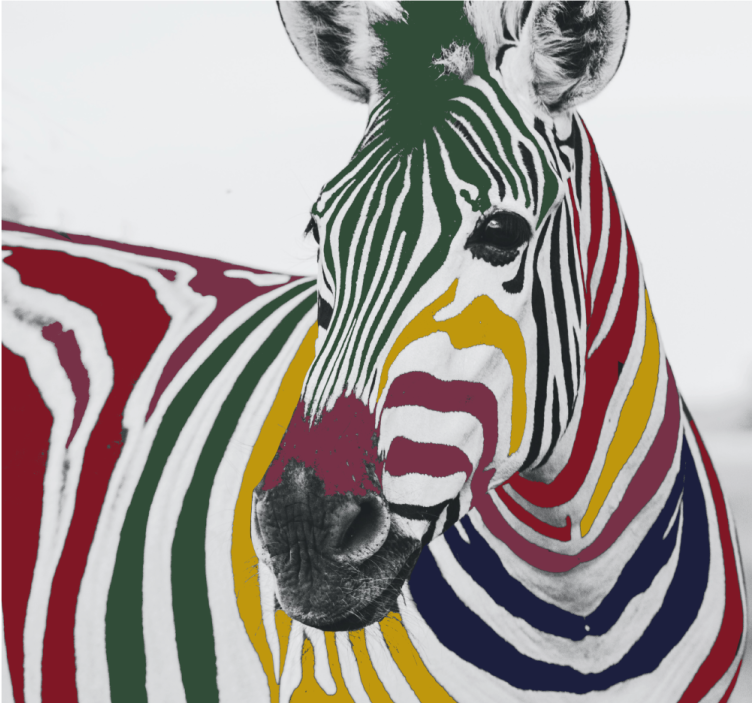 Living room blind colorful zebra painting art - TenStickers