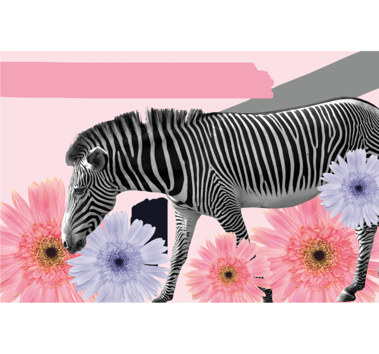 Living room blind collage style zebra painting - TenStickers