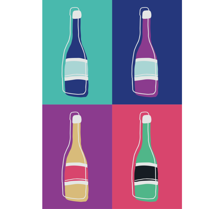 Living room blind pop art abstract champagne bottles - TenStickers