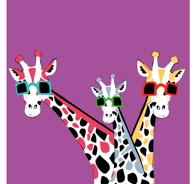 Living room blind with funny giraffes in sunglasses - TenStickers