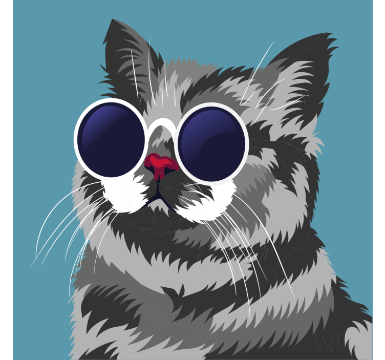 Funny painting of a gray cat living room blind - TenStickers