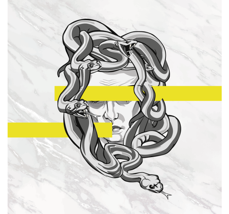 Living room blind white medusa with yellow stripes - TenStickers