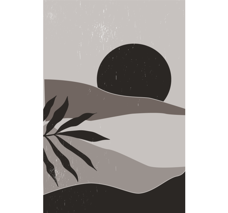 Living room blind black and white sunset design - TenStickers