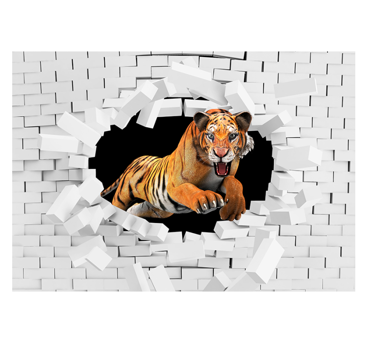 White window blind with 3d tiger design - TenStickers