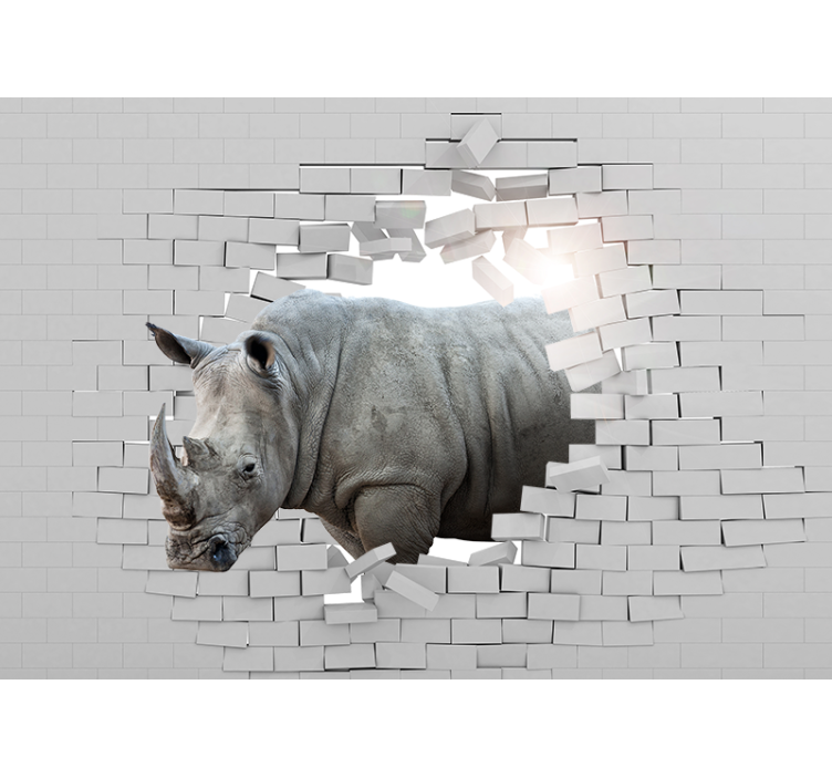 White window blind 3d rhinoceros design - TenStickers