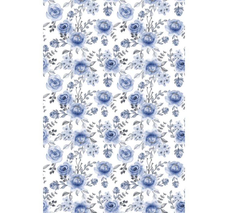 Blue Floral Pattern floral roller blind - TenStickers